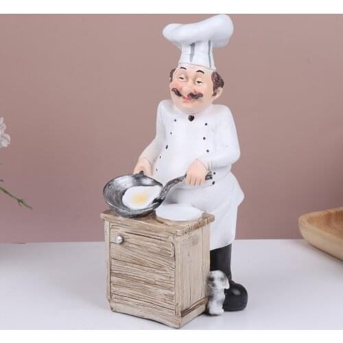 1Pc Chef Model European Style Resin Mini Cook Statue Figurine Adornment Kitchen Bakery Chef Sculpture Ornament Restaurant Decor