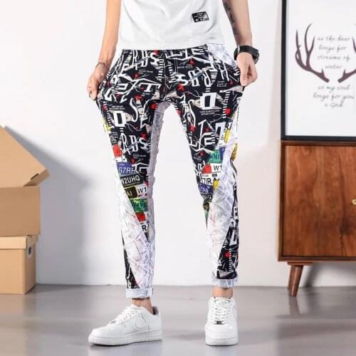Fashion Print Mens Jeans 2020 New Fashion Casual Design Streetwear Skinny Jeans For Men
