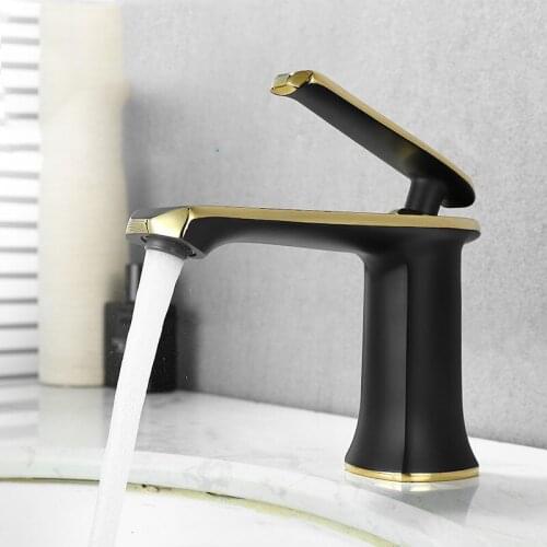 Fashion black gold brass bathroom sink faucet cold hot water basin mixer faucet top quality tap single handle