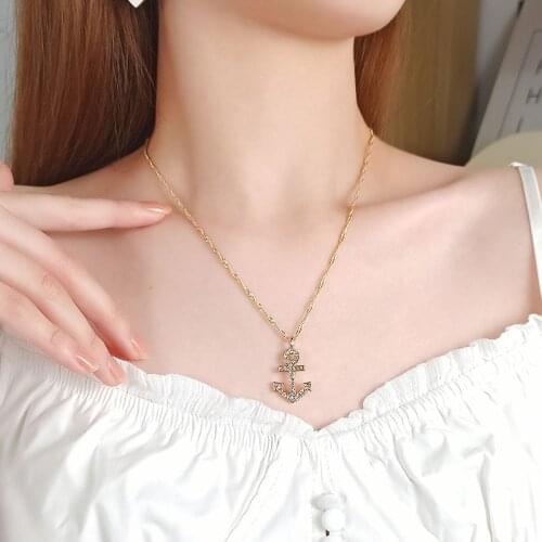 Fashion Creative Pirate Anchor Pendant Simple Retro Necklace for Women Personality Clavicle Chain Couple Jewelrys