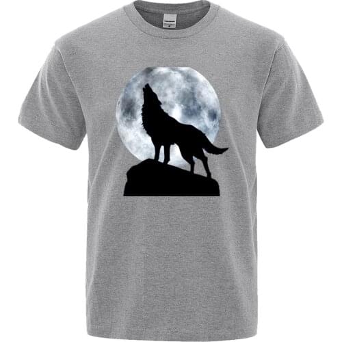 Moon Wolf Tops Tees 2019 Summer Cotton Tshirt Fashion High Quality T shirt Men Short Sleeve Harajuku Casual Cool Mens T-shirts