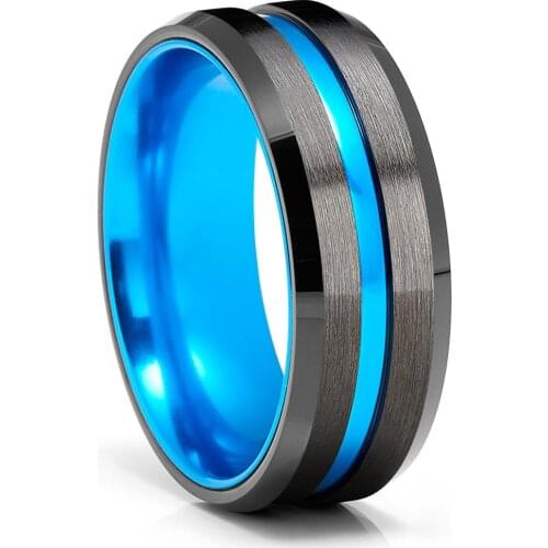 8MM Men Black Tungsten Carbide Ring Wholesale Blue Groove Beveled Edge Ring Celtic Dragon Red Carbon Fibre Ring Men Wedding Band