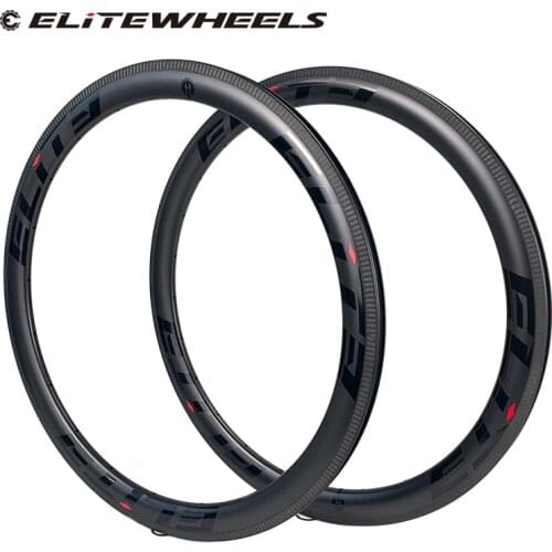 ELITEWHEELS 700c 47mm Tubeless Carbon Rim UD Matte Finish 3K Twill Brake Surface 27mm Width For Bicycle Wheel 16 18 20 21 24 28H
