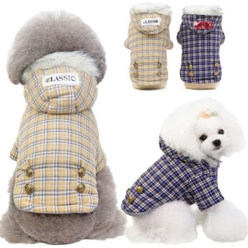 Dog Clothes Winter Warm Pet Dog Jacket Coat Puppy lattice cotton Clothing Hoodies For Small Medium Dogs Puppy Yorkshire Outfit