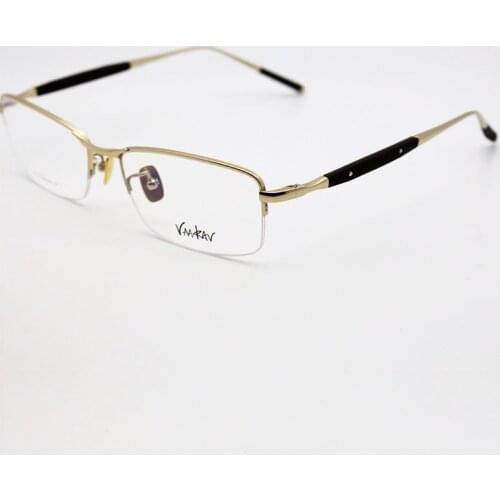 Glasses Mens Optical Frame Pure Titanium Half Rim Designer Non Prescription Spectacles Eyewear Business Decoration