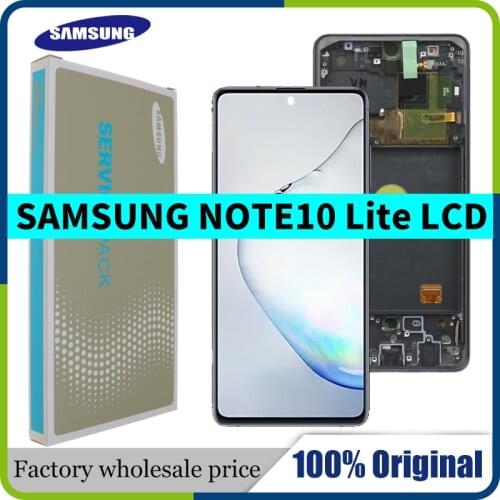 Original Super AMOLED For Samsung Galaxy Note 10 lite Lcd N770F with Frame Display Touch Screen Digitizer For note10 lite LCD