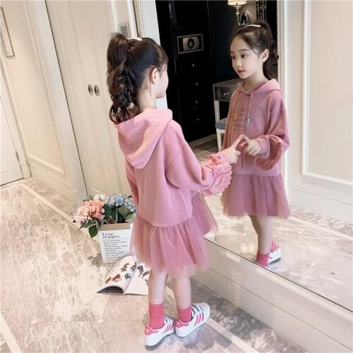 Girls' Dresses Spring and Autumn New Girl Fashion Long Sleeve Dress Cute Hooded Clothes Kids Cloth