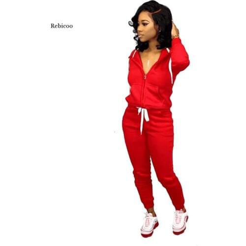 Casual Tracksuits Women Long Sleeve Zipper Hoodies Coats and Bodycon Pants Two Piece Matching Sets Autumn Sport Fitness Suits