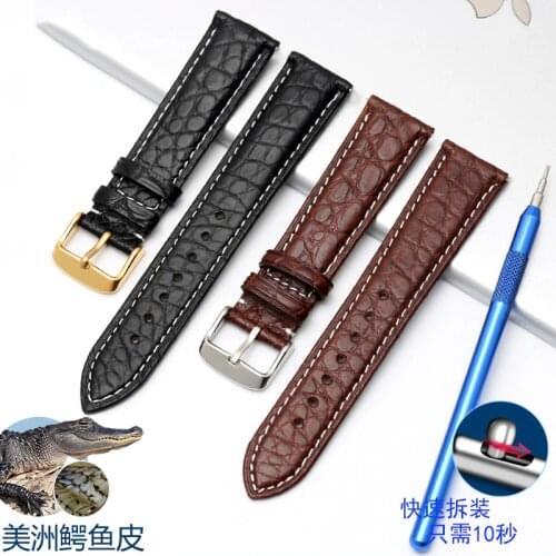 Crocodile Alligator Skin Genuine Leather Watchband Belt Watch Strap Bracelets for 16/17/18/19/20/21/22/23/24mmQuick installation