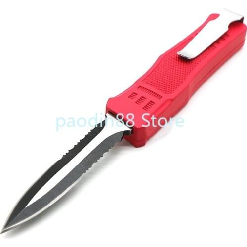 616 Red Handle Folding Knife 440C Blade Zinc Alloy Handle Camping Hiking Hunting Knife Window Breaker Tactical Edc Knife