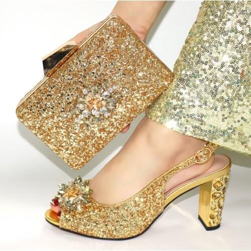 Doershow best price Italian Shoes and Bag Set African Wedding Shoe and Bag set Italy Shoe and Handbag Summer Set Women!!HIM1-3