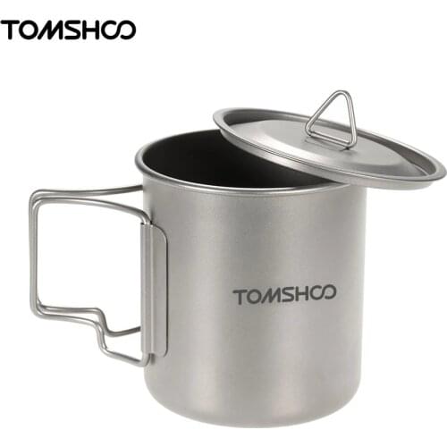 TOMSHOO Titanium Cup Camping Tableware 300/400/420ml Titanium Mug Picnic Heat-Resistant Water Cup with Bag Outdoor Cookware Tool