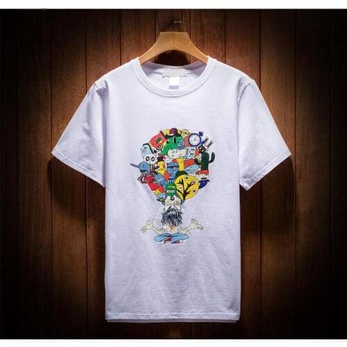 Zuolunouba Summer Tees Office Lady High Quality Cotton Tops Short Sleeve Funny Cartoon Pattern Print O-neck Women T-shirts