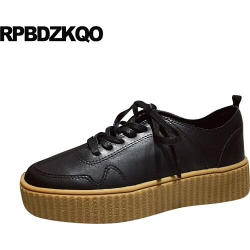 Elevator lace up casual chinese white designer shoes china women platform flats shallow 2019 thick sole black sneakers trainers