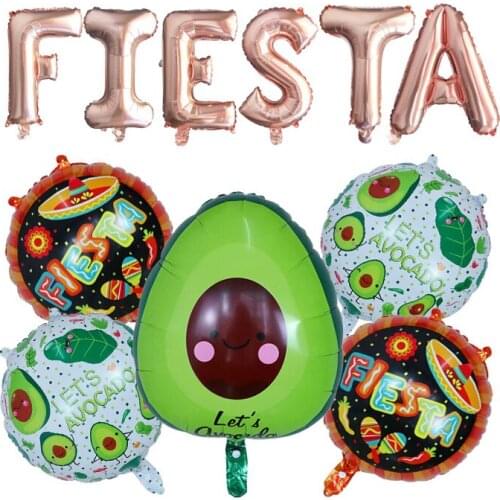 11pcs Mexican Fiesta Theme Birthday Party Decorations Kids Foil Cactus Baby Avocado balloon Love Balloon Globos Ball photo props