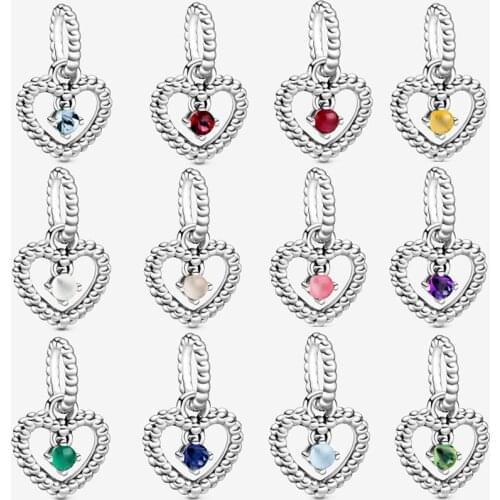 2020 New Pave Stones Beaded Heart Crystal Beads Fit Charm Bracelet & Necklace Femme 925 Sterling Silver Beads for Jewelry Making