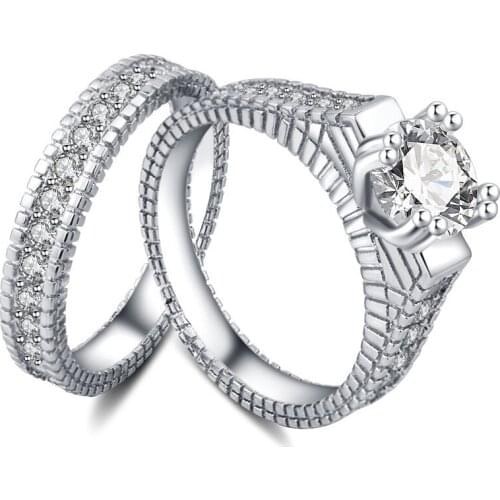 2021 Fashion Zircon Ring Set for Women Accessories Engagement Wedding Band Jewelry Elegant Rhinestones Women Rings