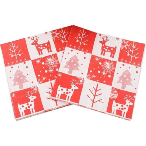 33x33cm 20Napkins/lot 2020 Christmas Print Napkin Party Paper Christmas Elk Restaurant DIY Merry Christmas Party Decoration