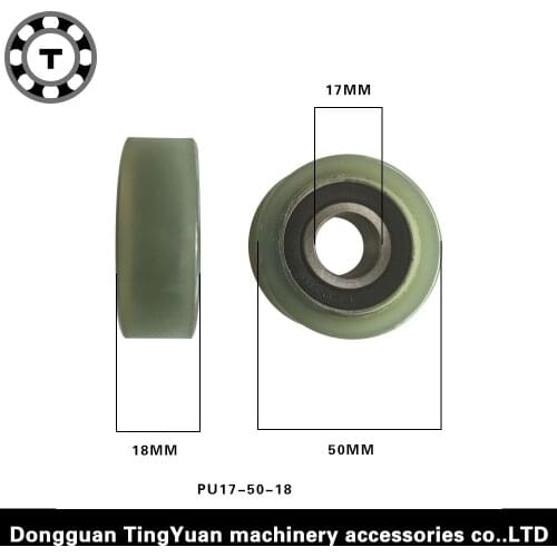 5PCS/lot PU 6203RS OD50mm rubber counting machine low noise glass sliding roller wheel 17*50*18mm polyurethane forming bearing
