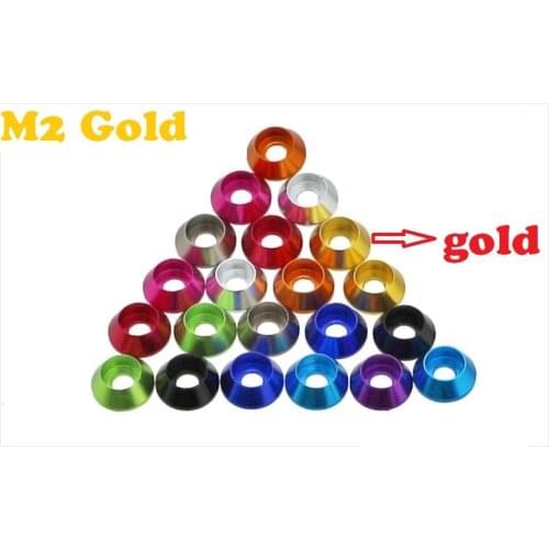 50PCS/LOTM2 Colourful Anodized Silver/Black/DeepBLue/LightBlue/Gold/Red/Purple/Green Aluminum Alloy Cone Cup Head Washer Gaskets