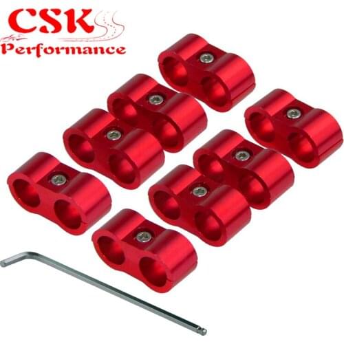 8pcs AN -4 4AN 11MM Braided Hose Separator Clamp Fitting Adapter Bracket Black / Blue/sliver/red