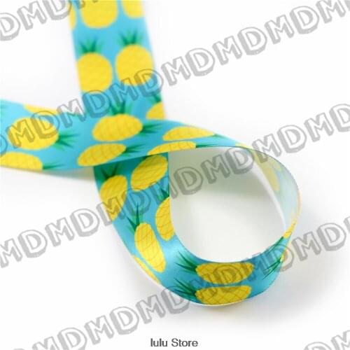 9mm-75mm Pineapple Fruit SatinPrinted Ribbon Cheap Satin ribbon DIY Handmade Wedding decoration MD1501215-22-3052 100 Yards