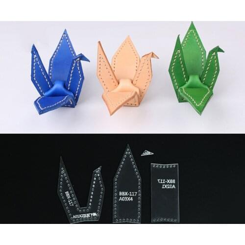 1 Set Acrylic Crane Shaped Template DIY Leather Handmade Craft Key Buckle Sewing Pattern 14x6x7.5cm