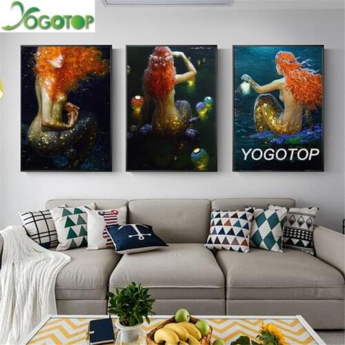 Diy Diy Diamond Painting Fantasy Vintage Mermaid 5D Full Drill mosaic diamant Embroidery puzzle Wall Art 3pcs/set ML1077
