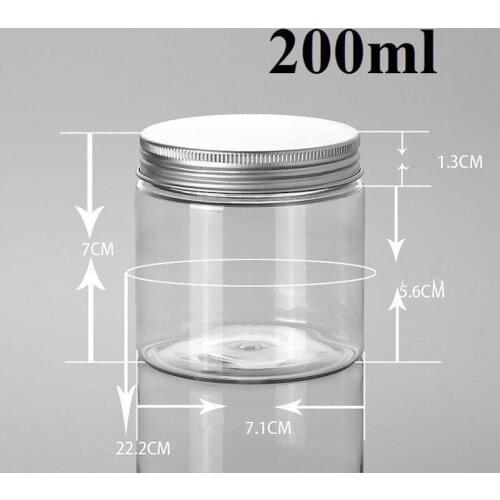 Free shipping - DIY 200g Clear Cream Jar, 200g PETjar, cosmetic container,cosmetic packaging Aluminum Cap