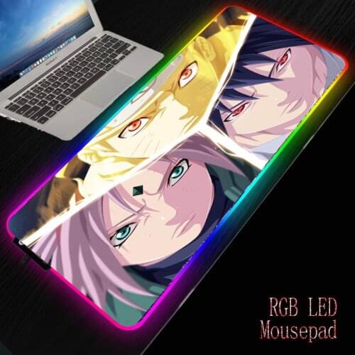 Naruto Anime Large Gaming RGB Mouse Pad Gamer Xxl Computer Mousepad Led Big Mouse Mat Keyboard Desk PC Mause Pad with Backlit