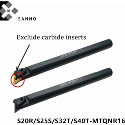 S20R / S25S / S32T / S40T-MTQNR16 cnc internal turning tool holder 105 degree lathe machine cutting bar MTQNR16 / MTQNL16