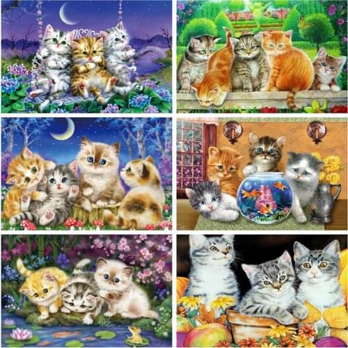 EverShine Diamond Mosaic Cat Cross Stitch DIY 5D Diamond Painting Cartoon Picture Rhinestones New Arrivals Needlework Home Decor