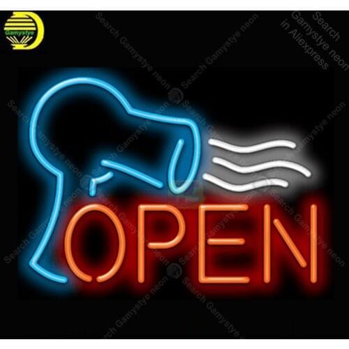 Hair Dryer Open Neon Light Sign Glass Tube Neon Bulbs Decor Room Hotel Neon board Sign lamps accessories anuncio luminoso Atarii