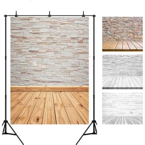 Lyavshi Brick Wall Photography Backdrop Wooden Floor Backgrounds for Pet Toy Photo Studio Baby Shower Children Backdrops