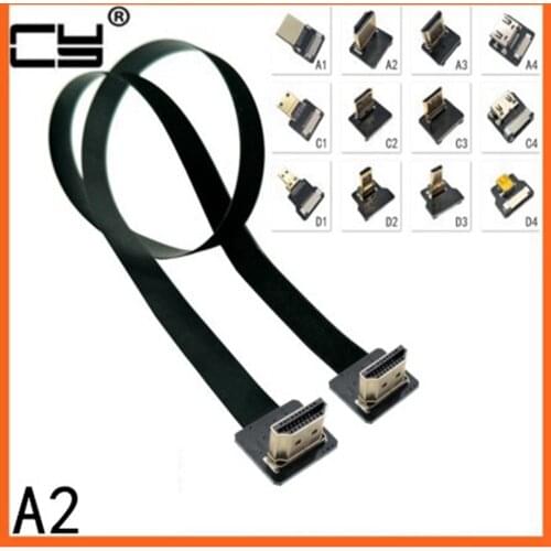 FPV HDMI male to HDMI male 90 degree UP Adapter 5cm-80cm FPC Ribbon Flat HDMI Cable Pitch 20pin Plug Connector