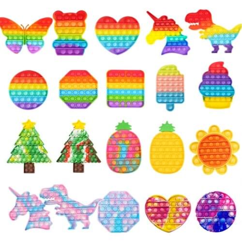 Colorful push pops bubble its fidget toy simple dimple antistress stress relief toy for children adults desktop anxiety sensory