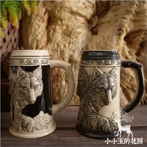 "Forest Wolves Wild and full" Royal Noble Special Ceramic Embossed Collection Mug