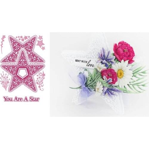 Five-Pointed Star Metal Cutting Dies Scrapbook Diary Decoration Stencil Embossing Template DIY Greeting Card Maker Albums 2021