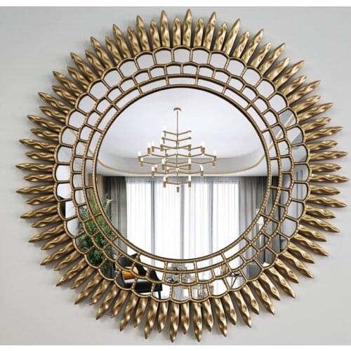 Metal Decorative Mirror Wall Decor Sun-flower Lobby Wall Mirror