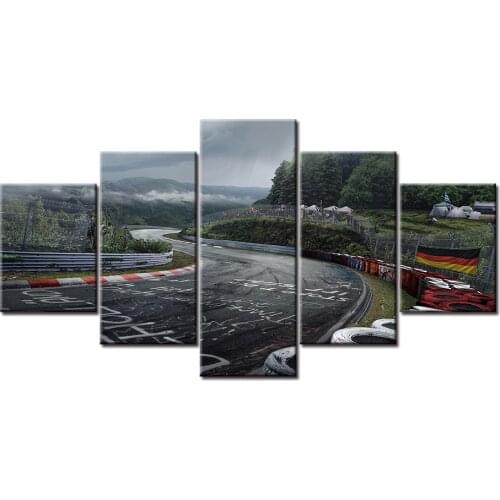 Wall Art Home Decorative Modern Popular Modular 5 Piece Style Large Poster Canvas Print Nurburgring Rally Road Painting