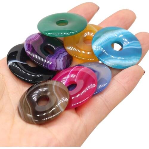 Natural Stripe Agates Stone Bead Big Hole Round Shape Bead for Making Jewelry Necklace Accessories Size 30x30mm Hole 7.5mm