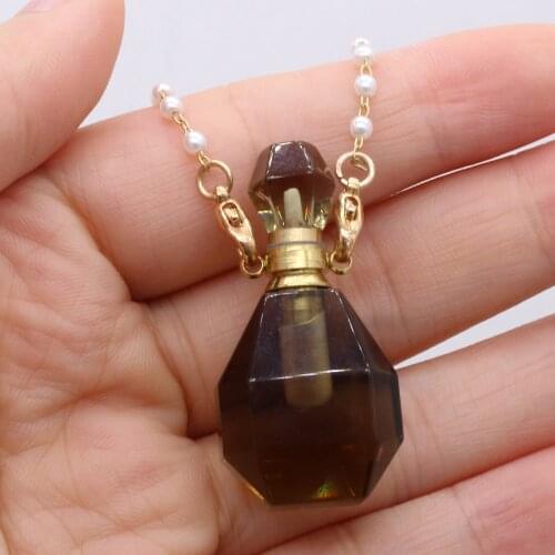 Natural Stone Perfume Bottle Pendant Exquisite Section Fluorite For Jewelry Making Charms DIY Necklace Accessory