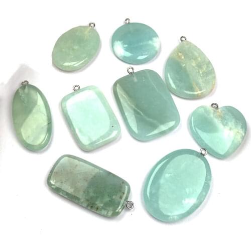 Rectangular Natural Stone Multi Style Green Agates Pendant DIY Jewelry Bulk Stone Beads Natural Stone Charms Size 20x45mm