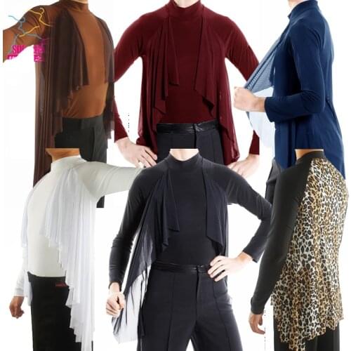 More Colors New MenS Latin Dance Shirts Tops Adult Ballroom/Cha Cha/Salsa/ Dancing Practice Shirt Long Sleeve Clothing DL2778