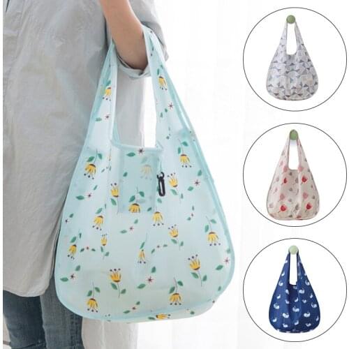 Foldable Recycle Shopping Bag Women Reusable Travel Shoulder Waterproof Pouch Eco Floral Fruit Vegetable Storage Tote Handbag