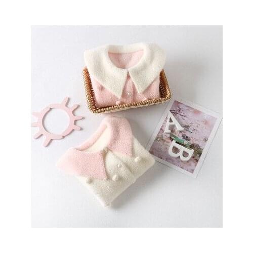 Autumn and winter girls sweater coat doll collar cardigan autumn and winter new loose fashion big childrens velvet wild sweater