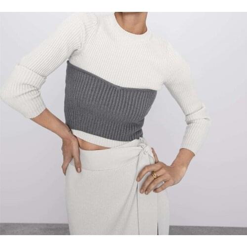 Knitted Blouse for Autumn New Fashionable Sleeveless and Collarless Womens Wear, Slim, Waist-Wrapped and Chest-Wrapped