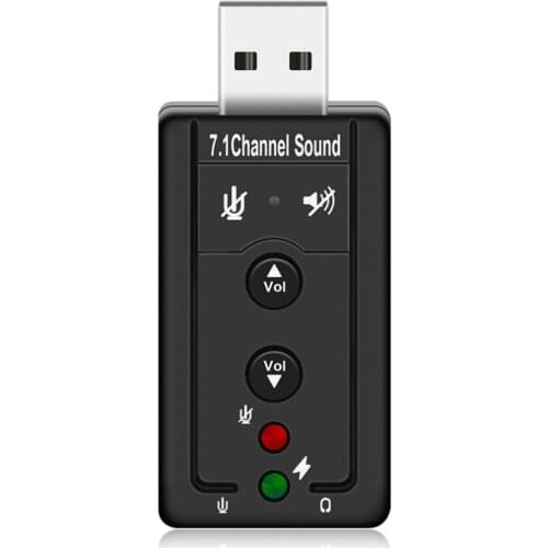 USB Hubs USB 2.0 External Sound Card 7.1CH Audio Mini Adapter Button Control 3.5mm Earphone MIC Interface Computer Components