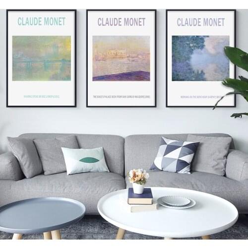 Claude Monet Vintage Pastel Painting Museum Poster Canvas Print Wall Art Picture Aesthetics Artwork for Living Room Home Decor