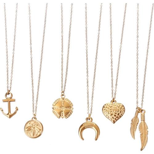 Trendy stainless real gold Plated necklaceeye Avatar fingerprint Small circle pendent necklace woman necklaces jewellery